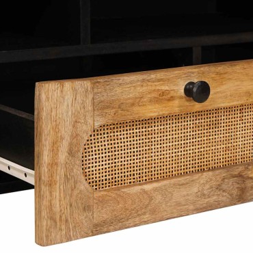 vidaXL Ντουλάπι TV με συρτάρι Καφέ 100x33x46cm Στερεό ξύλο μάνγκο 1 τεμ.