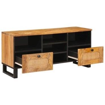 vidaXL Ντουλάπι TV με συρτάρι Καφέ 100x33x46cm Στερεό ξύλο μάνγκο 1 τεμ.