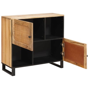 vidaXL Πλαϊνό γραφείο με πόρτα Καφέ 80x33x75cm Στερεό ξύλο μάνγκο