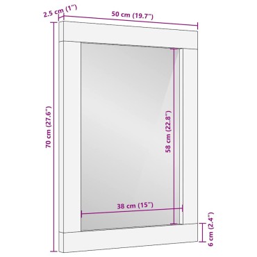vidaXL Καθρέφτης Μπάνιου Καφέ 50x2,5x70cm Στερεό ξύλο μάνγκο