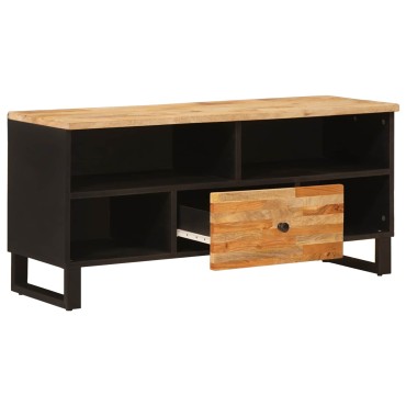 vidaXL Ντουλάπι TV με συρτάρι Καφέ 100x33x46cm Στερεό ξύλο μάνγκο 1 τεμ.