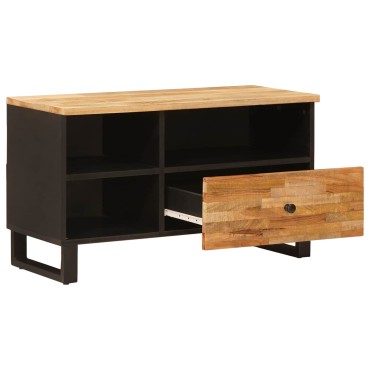 vidaXL Ντουλάπι TV με συρτάρι Καφέ 80x33x46cm Στερεό ξύλο μάνγκο 1 τεμ.