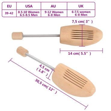vidaXL Καλαπόδια 2 Ζευγάρια Μέγεθος EU 39-42 από Μασίφ Ξύλο Λωτού