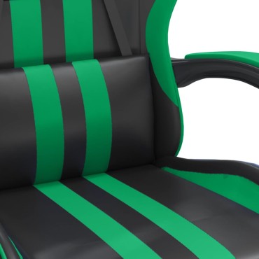 vidaXL Καρέκλα Gaming Μασάζ Υποπόδιο Μαύρο/Πράσινο από Συνθετικό Δέρμα 57,5x59,5x(121-131)cm 1 τεμ.