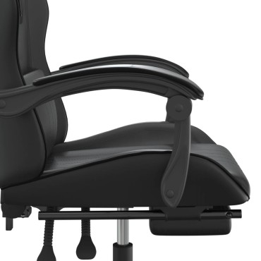vidaXL Καρέκλα Gaming Μασάζ Υποπόδιο Μαύρο από Συνθετικό Δέρμα 57,5x59,5x(121-131)cm 1 τεμ.