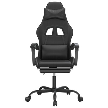 vidaXL Καρέκλα Gaming Μασάζ Υποπόδιο Μαύρο από Συνθετικό Δέρμα 57,5x59,5x(121-131)cm 1 τεμ.