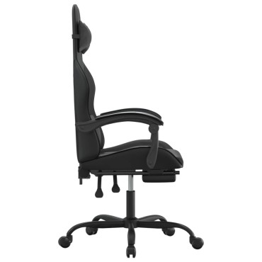 vidaXL Καρέκλα Gaming Μασάζ Υποπόδιο Μαύρο από Συνθετικό Δέρμα 57,5x59,5x(121-131)cm 1 τεμ.
