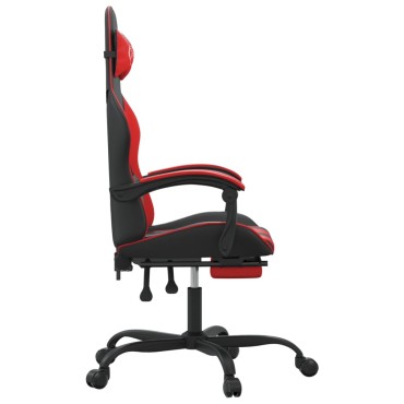 vidaXL Καρέκλα Gaming Μασάζ Υποπόδιο Μαύρο/Κόκκινο από Συνθετικό Δέρμα 57,5x59,5x(121-131)cm 1 τεμ.