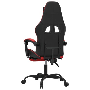 vidaXL Καρέκλα Gaming Μασάζ Υποπόδιο Μαύρο/Κόκκινο από Συνθετικό Δέρμα 57,5x59,5x(121-131)cm 1 τεμ.