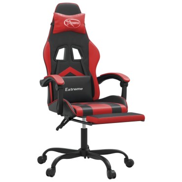 vidaXL Καρέκλα Gaming Μασάζ Υποπόδιο Μαύρο/Κόκκινο από Συνθετικό Δέρμα 57,5x59,5x(121-131)cm 1 τεμ.