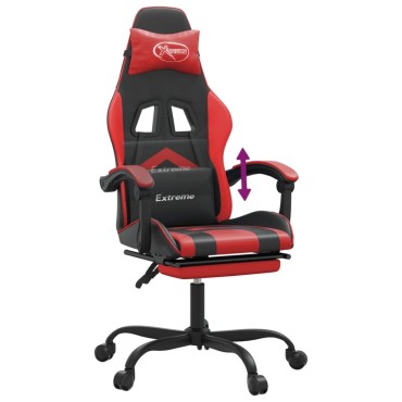 vidaXL Καρέκλα Gaming Μασάζ Υποπόδιο Μαύρο/Κόκκινο από Συνθετικό Δέρμα 57,5x59,5x(121-131)cm 1 τεμ.