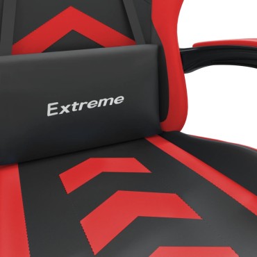 vidaXL Καρέκλα Gaming Μασάζ Υποπόδιο Μαύρο/Κόκκινο από Συνθετικό Δέρμα 57,5x59,5x(121-131)cm 1 τεμ.