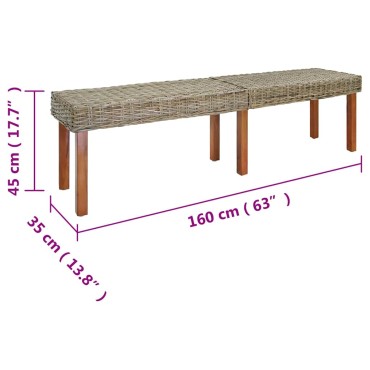 vidaXL παγκάκι Φυσικό 160x35x45cm Στερεό ξύλο μάνγκο