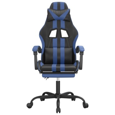 vidaXL Καρέκλα Gaming Περιστρ. Υποπόδιο Μαύρο & Μπλε Συνθετικό Δέρμα 57,5x59,5x(121-131)cm 1 τεμ.
