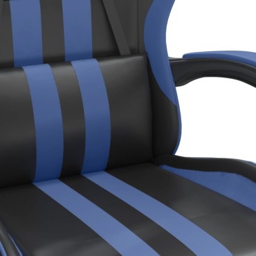 vidaXL Καρέκλα Gaming Περιστρ. Υποπόδιο Μαύρο & Μπλε Συνθετικό Δέρμα 57,5x59,5x(121-131)cm 1 τεμ.