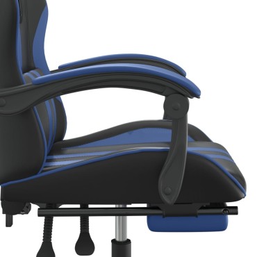 vidaXL Καρέκλα Gaming Περιστρ. Υποπόδιο Μαύρο & Μπλε Συνθετικό Δέρμα 57,5x59,5x(121-131)cm 1 τεμ.