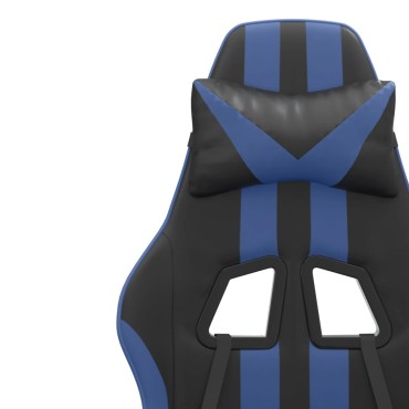 vidaXL Καρέκλα Gaming Περιστρ. Υποπόδιο Μαύρο & Μπλε Συνθετικό Δέρμα 57,5x59,5x(121-131)cm 1 τεμ.