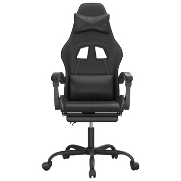 vidaXL Καρέκλα Gaming Περιστρ. Υποπόδιο Μαύρο Συνθετικό Δέρμα 57,5x59,5x(121-131)cm 1 τεμ.