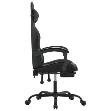 vidaXL Καρέκλα Gaming Περιστρ. Υποπόδιο Μαύρο Συνθετικό Δέρμα 57,5x59,5x(121-131)cm 1 τεμ.