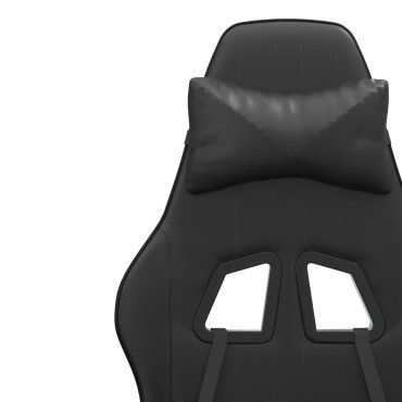 vidaXL Καρέκλα Gaming Περιστρ. Υποπόδιο Μαύρο Συνθετικό Δέρμα 57,5x59,5x(121-131)cm 1 τεμ.