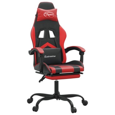vidaXL Καρέκλα Gaming Περιστρ. Υποπόδιο Μαύρο/Πράσινο Συνθετικό Δέρμα 57,5x59,5x(121-131)cm 1 τεμ.