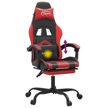 vidaXL Καρέκλα Gaming Περιστρ. Υποπόδιο Μαύρο/Πράσινο Συνθετικό Δέρμα 57,5x59,5x(121-131)cm 1 τεμ.