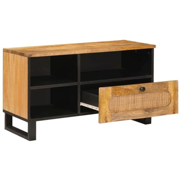 vidaXL Ντουλάπι TV με συρτάρι Καφέ 80x33x46cm Στερεό ξύλο μάνγκο 1 τεμ.