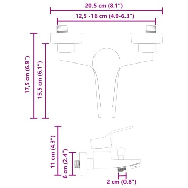 vidaXL Μίξερ ντους Μαύρο G 1 / 2 ίντσες