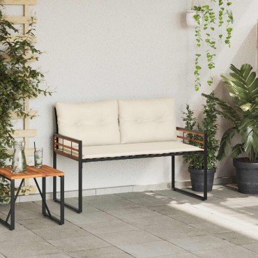 vidaXL Ξύλινο Στρώμα Παγκάκι με μαξιλάρι Κρεμ 114x55x77 εκ 1 τεμ.