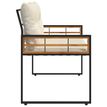 vidaXL Ξύλινο Στρώμα Παγκάκι με μαξιλάρι Κρεμ 114x55x77 εκ 1 τεμ.
