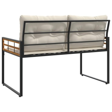vidaXL Ξύλινο Στρώμα Παγκάκι με μαξιλάρι Κρεμ 114x55x77 εκ 1 τεμ.