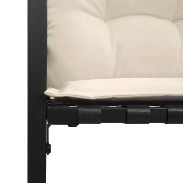 vidaXL Ξύλινο Στρώμα Παγκάκι με μαξιλάρι Κρεμ 114x55x77 εκ 1 τεμ.