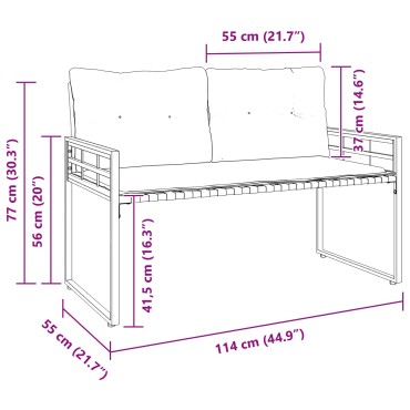 vidaXL Ξύλινο Στρώμα Παγκάκι με μαξιλάρι Κρεμ 114x55x77 εκ 1 τεμ.