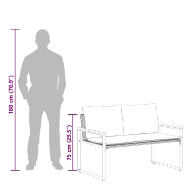 vidaXL παγκάκι Μαύρο και Κρεμ Λευκό 115x65x72cm Ρατάν