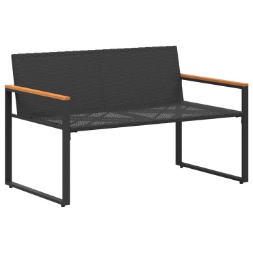 vidaXL παγκάκι Μαύρο και Κρεμ Λευκό 115x65x72cm Ρατάν