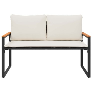 vidaXL παγκάκι Μαύρο και Κρεμ Λευκό 115x65x72cm Ρατάν