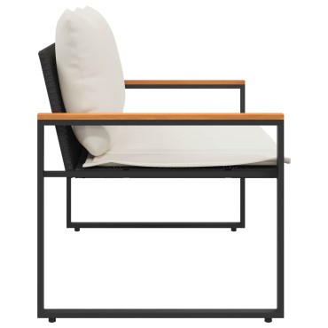 vidaXL παγκάκι Μαύρο και Κρεμ Λευκό 115x65x72cm Ρατάν