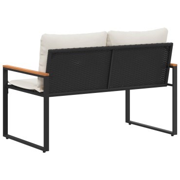 vidaXL παγκάκι Μαύρο και Κρεμ Λευκό 115x65x72cm Ρατάν