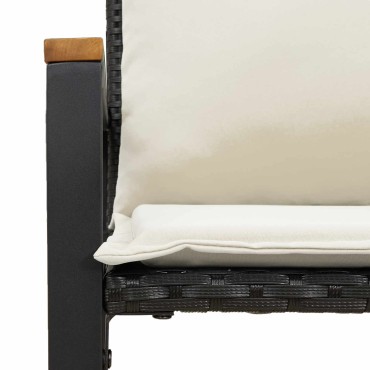 vidaXL παγκάκι Μαύρο και Κρεμ Λευκό 115x65x72cm Ρατάν