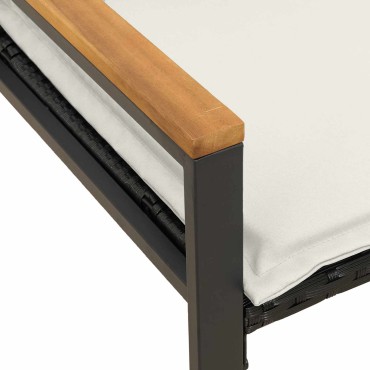 vidaXL παγκάκι Μαύρο και Κρεμ Λευκό 115x65x72cm Ρατάν