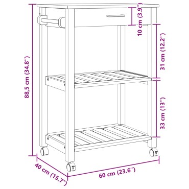 vidaXL Καρότσι Κουζίνας MONZA Μαύρο 60x40x88,5 εκ 1 τεμ.