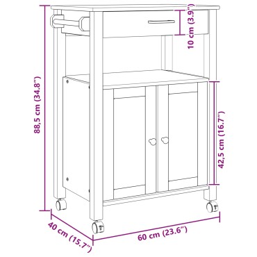 vidaXL Καρότσι Κουζίνας MONZA Μαύρο 60x40x88,5 εκ 1 τεμ.