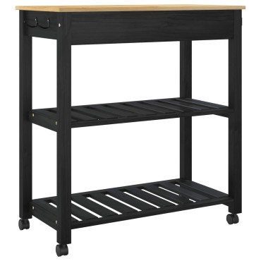 vidaXL Καρότσι Κουζίνας MONZA Μαύρο 84x40x88,5cm 1 τεμ.
