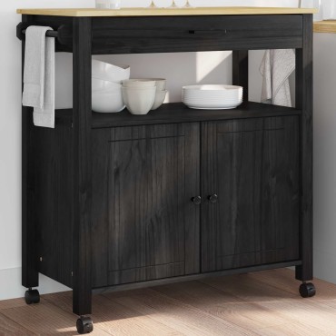 vidaXL Καρότσι Κουζίνας MONZA Μαύρο 84x40x88,5cm 1 τεμ.