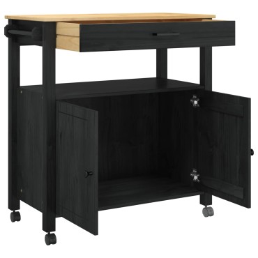 vidaXL Καρότσι Κουζίνας MONZA Μαύρο 84x40x88,5cm 1 τεμ.