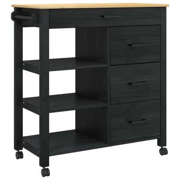 vidaXL Καρότσι Κουζίνας MONZA Μαύρο 84x40x88,5cm 1 τεμ.