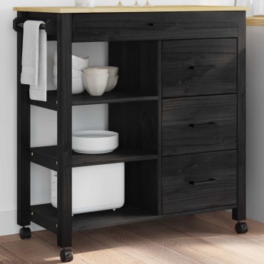 vidaXL Καρότσι Κουζίνας MONZA Μαύρο 84x40x88,5cm 1 τεμ.