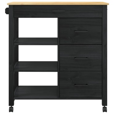 vidaXL Καρότσι Κουζίνας MONZA Μαύρο 84x40x88,5cm 1 τεμ.