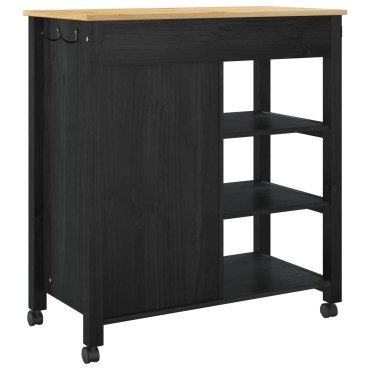 vidaXL Καρότσι Κουζίνας MONZA Μαύρο 84x40x88,5cm 1 τεμ.