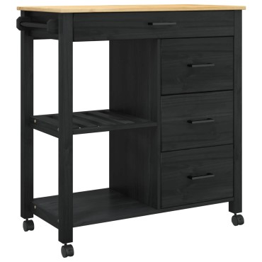 vidaXL Καρότσι Κουζίνας MONZA Μαύρο 84x40x88,5cm 1 τεμ.